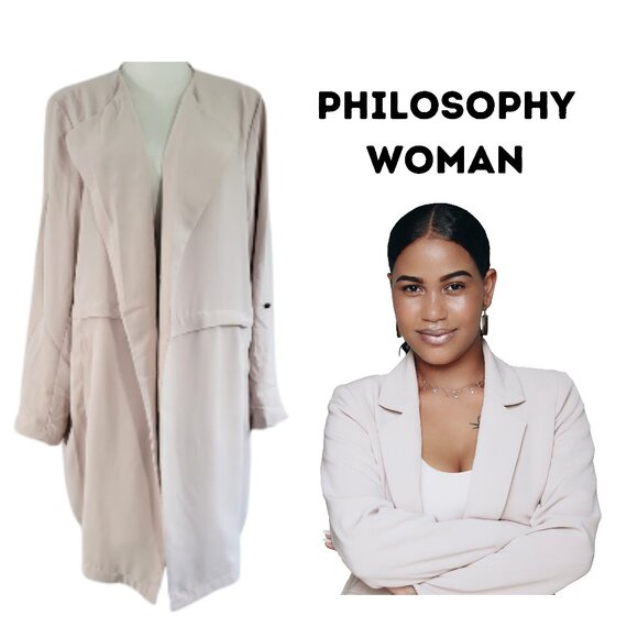 PHILOSOPHY WOMAN Blush Beige Pink Open Front Blazer Cardigan - NWT Women's 3X - Picture 1 of 7